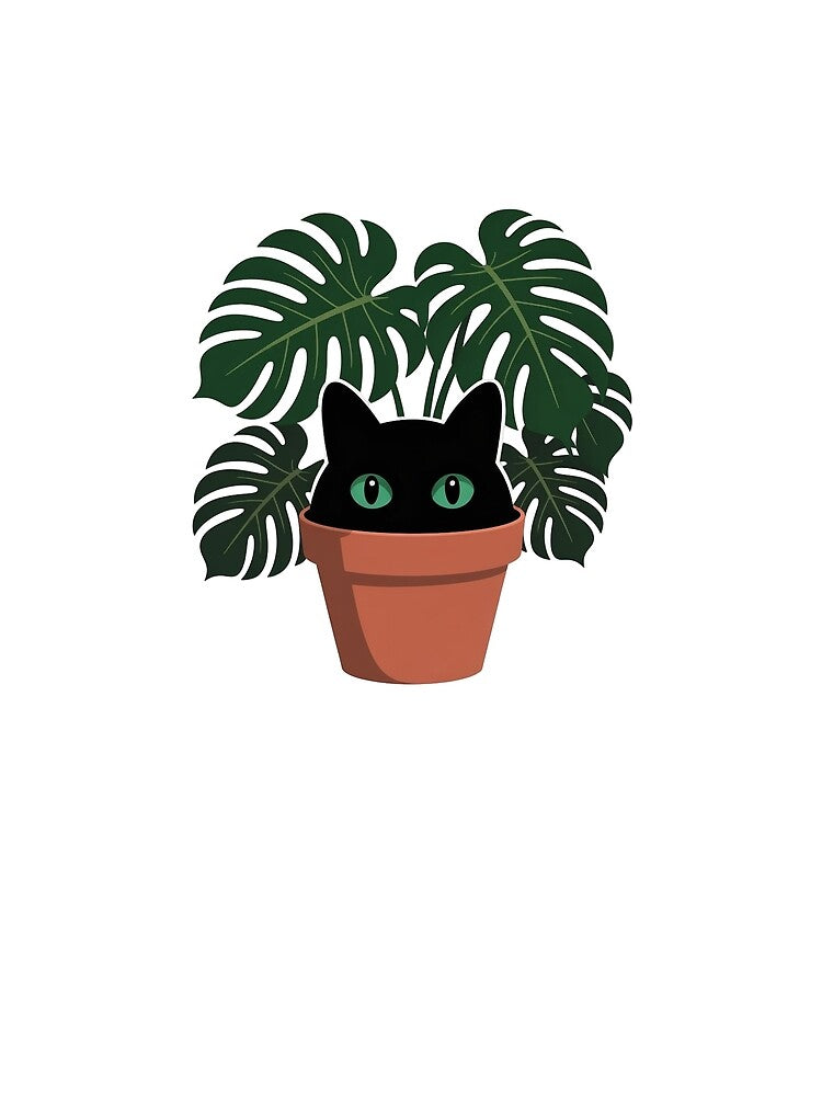 Black Cat in Monstera by WikaKowalczyk