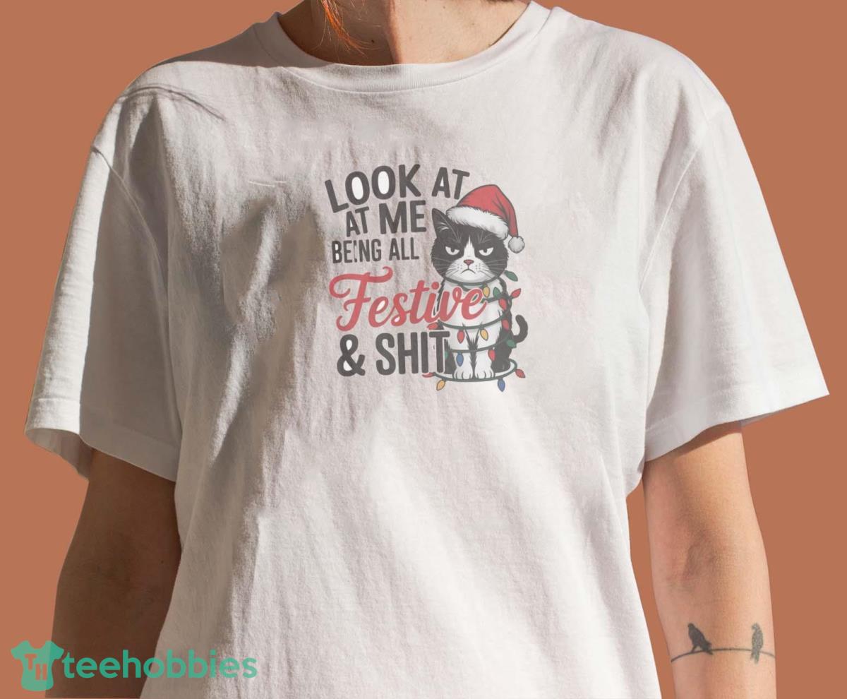 Funny Christmas Cat T-shirt Hoodie Sweatshirirt