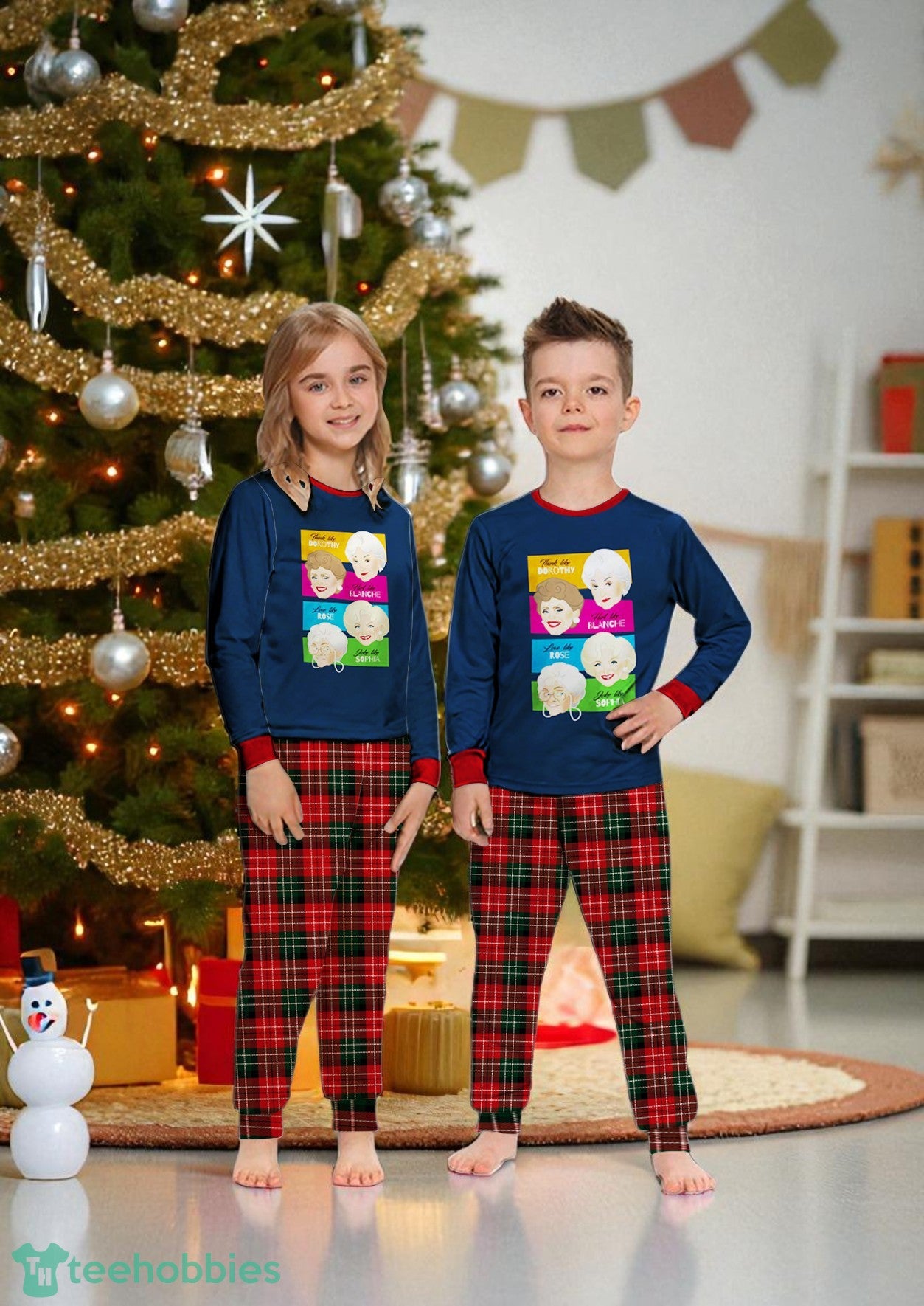 Funny The Golden Girls Think Like Dorothy Love Like Rose Christmas Matching Pajamas Family Set