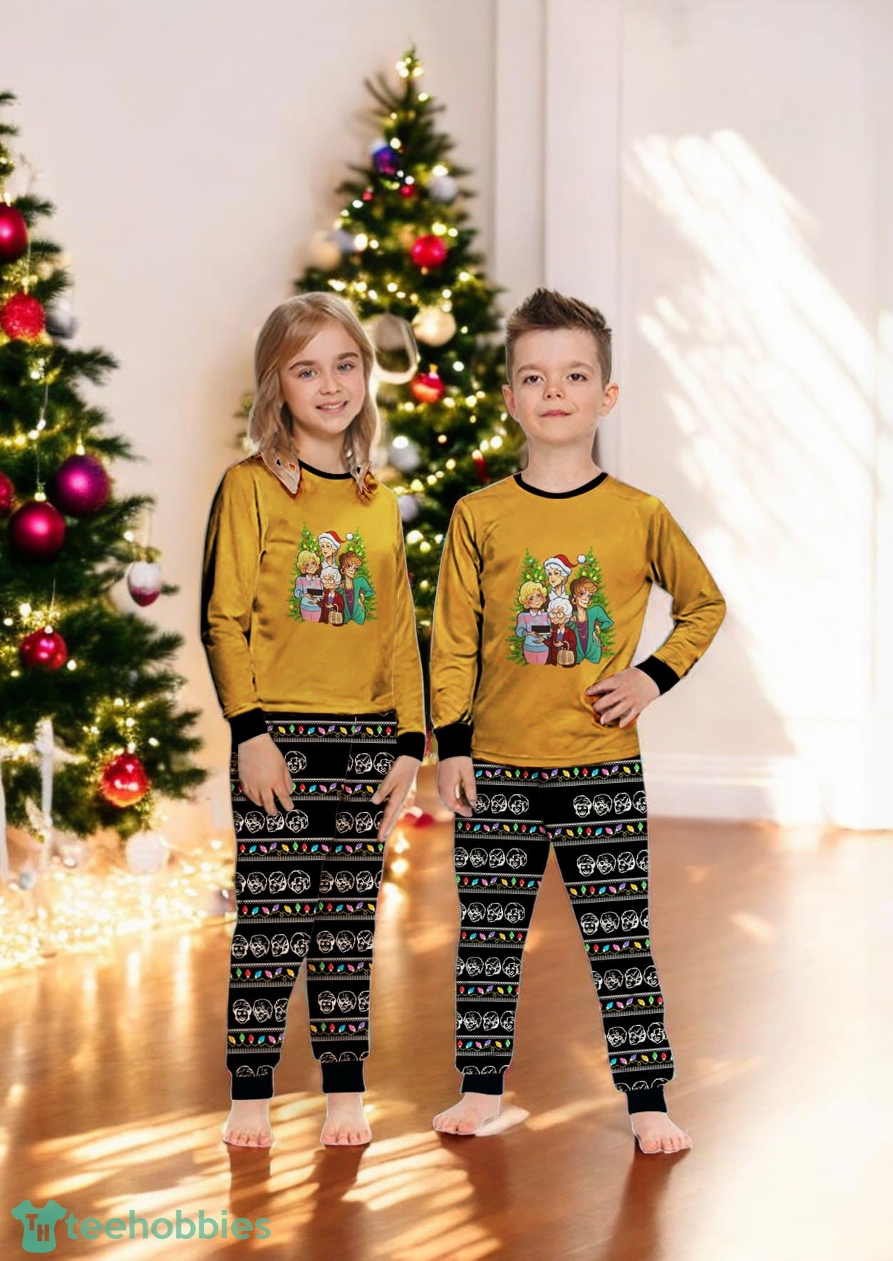 Golden Girls Christmas Pine Trees Family Matching Pajamas Set