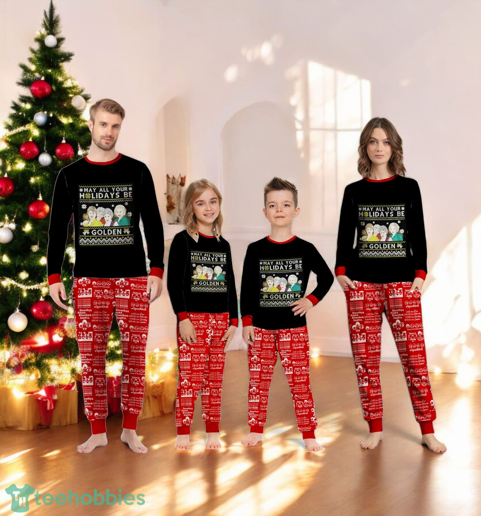 Golden Girls May All Your Holidays Be Golden Christmas Family Matching Pajamas Set