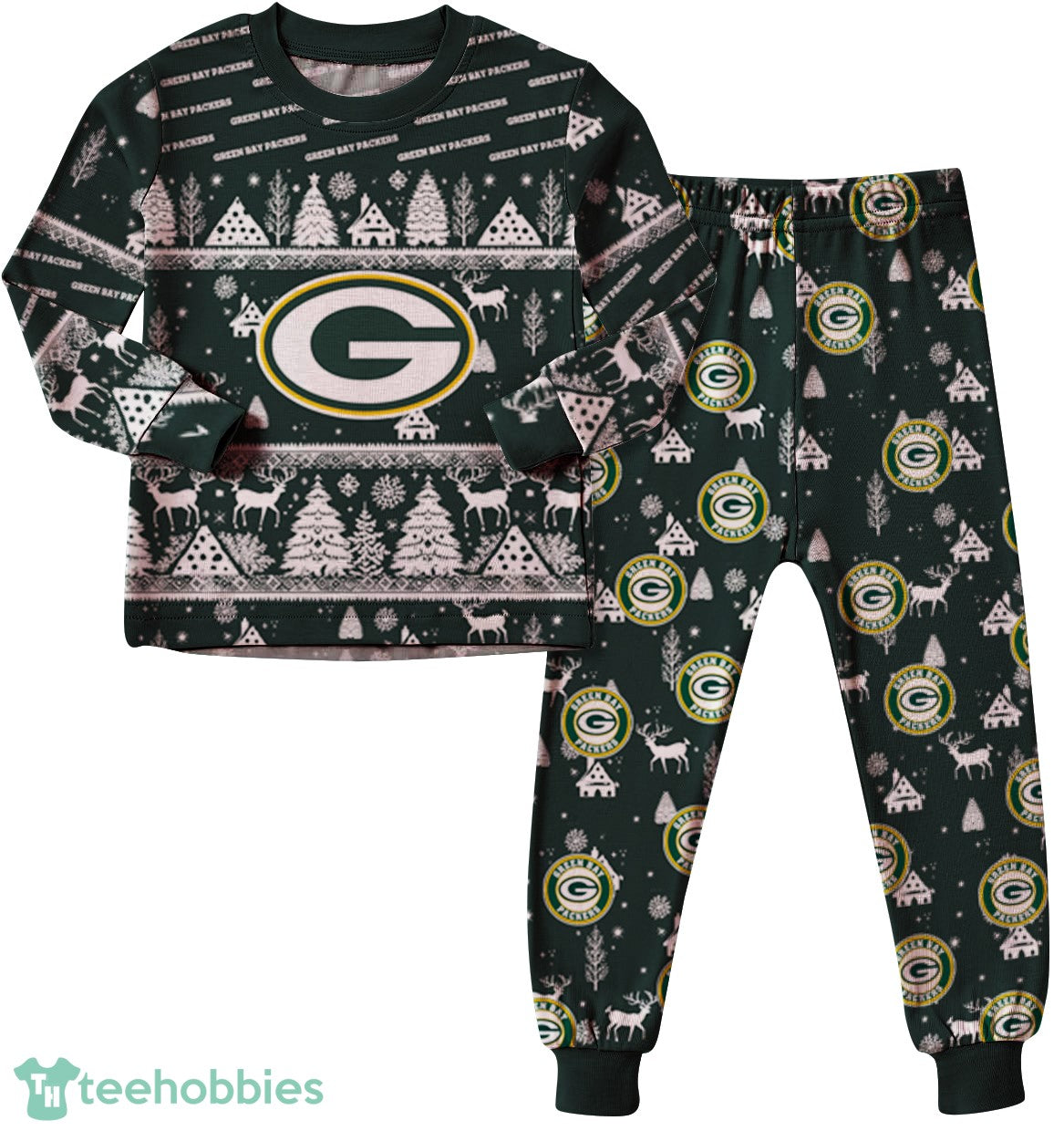 Green Bay Packers Christmas Pattern Family Matching Pajamas Sets Best Gift For Christmas