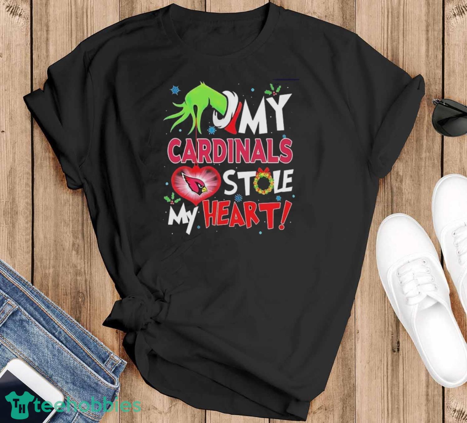 Grinch hand my Arizona Cardinals stole my heart 2024 shirt