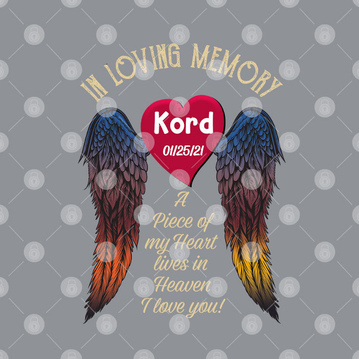 In Loving Memory A Piece Of My Heart Lives In Heaven Personalized Zip Hoodie (Heather Grey)