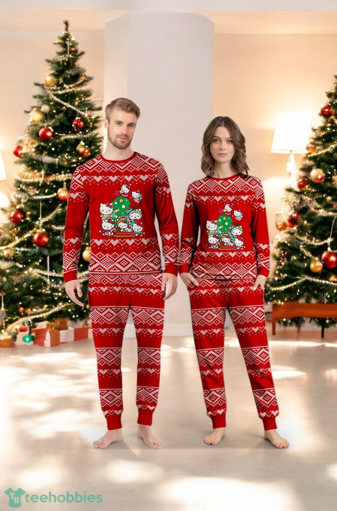Hello Kittty Christmas Tree Family Matching Pajama Set