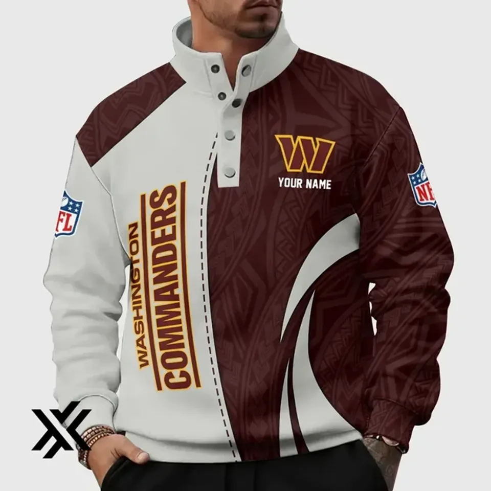 Custom Washington Commanders Collar Sweatshirt, Stand Collar Sweatshirt