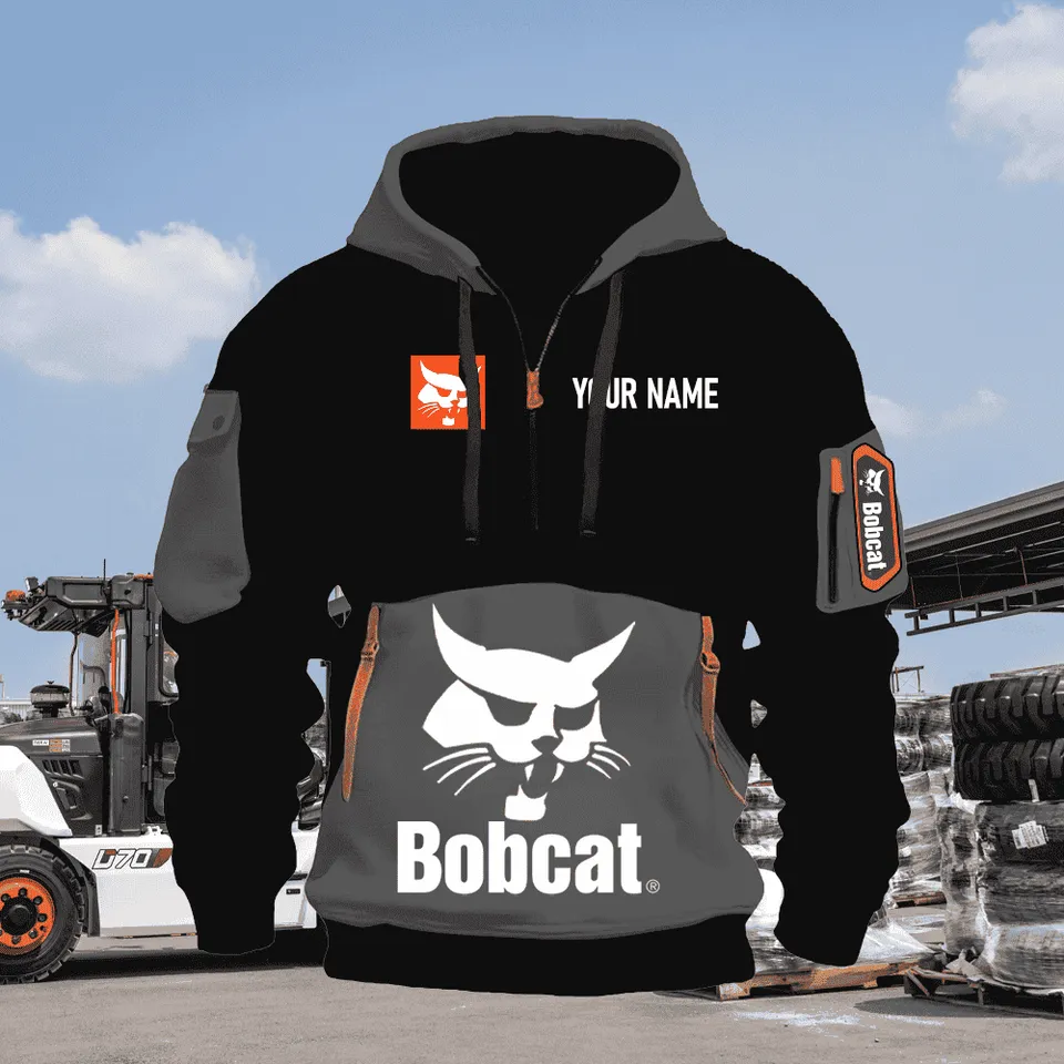 Bobcat Personalized Name Gray Black Tactical Hoodie