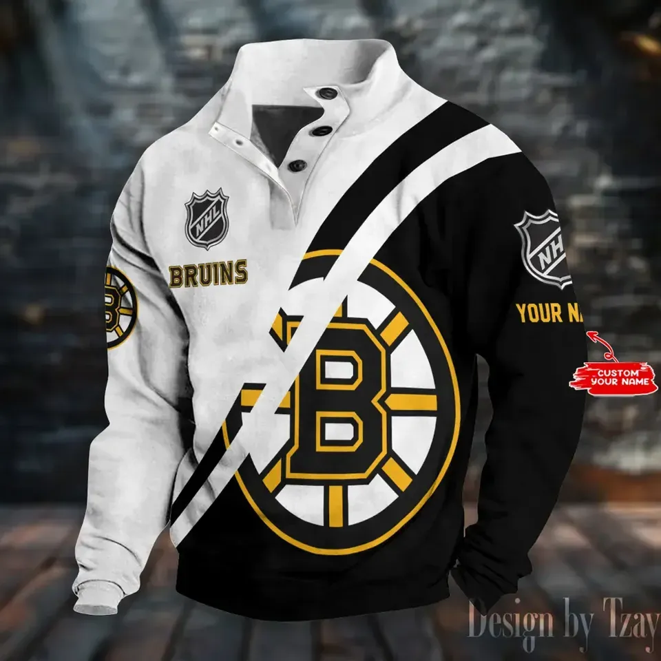 Custom Boston Bruins Stand Collar Sweatshirt