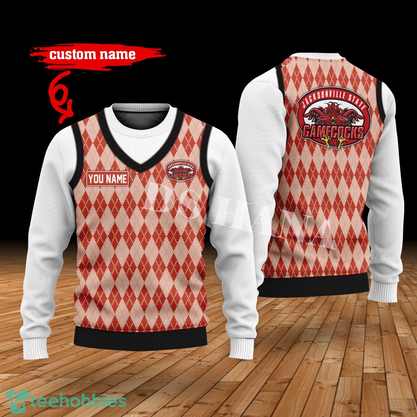 Jacksonville State Gamecocks Custom Name New Style Sweater Ghile Style 3D Print Christmas Sweater