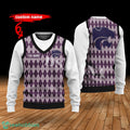 Kansas State Wildcats Custom Name New Style Sweater Ghile Style 3D Print Christmas Sweater
