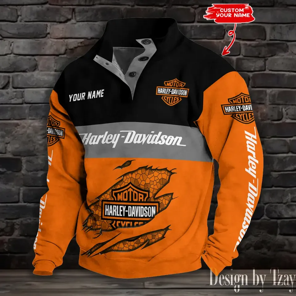 Haarleyy Davidson Stand Collar Sweatshirt With Custom Name