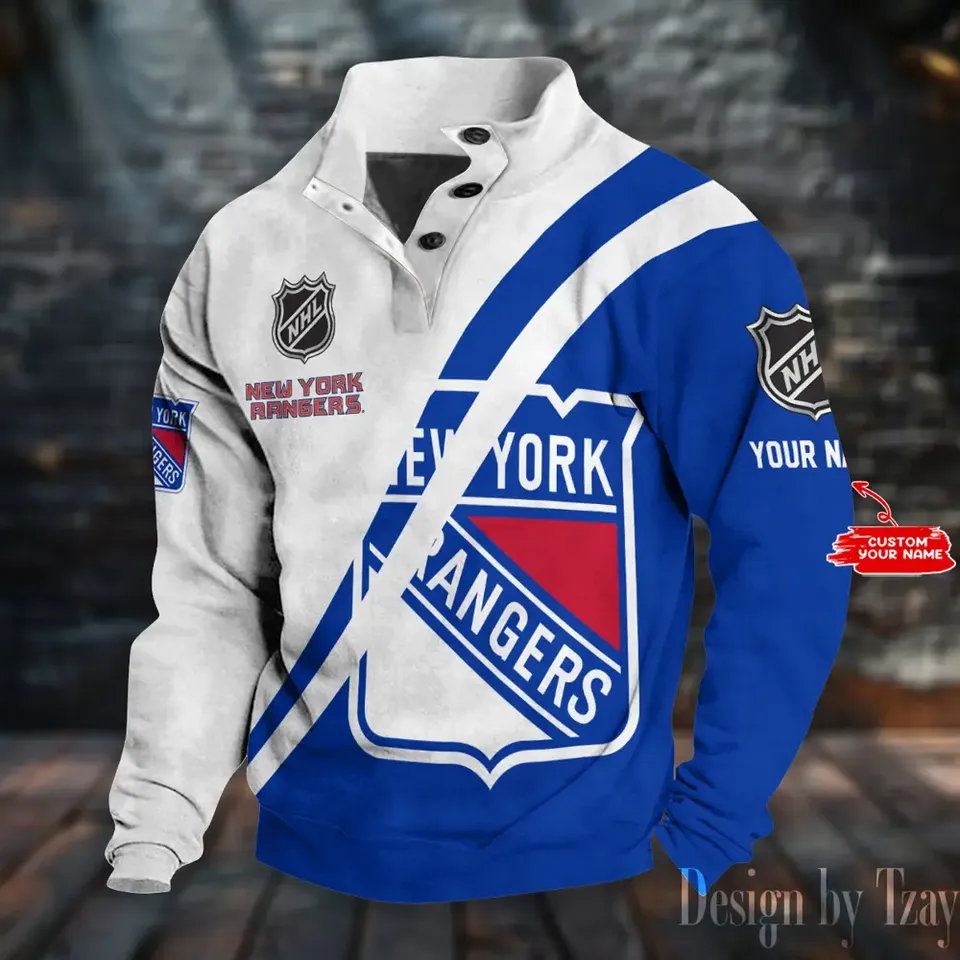New York Rangers Stand Collar Sweatshirt, Custom Gift For Fan