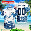 Los Angeles Dodgers Hibiscus Flower Hawaii Shirt and Shorts Summer Beach Shirt Custom Name And Number