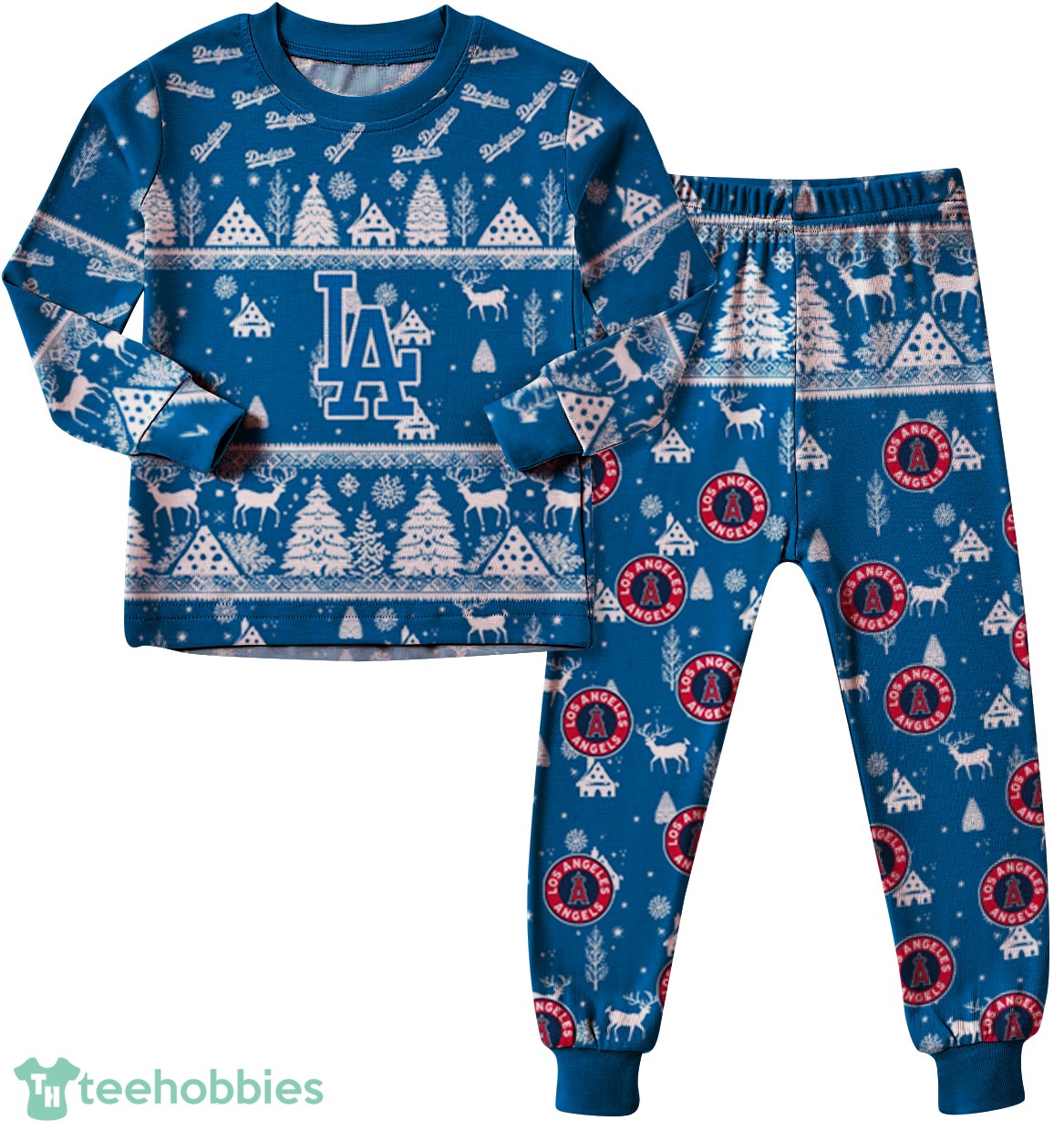 Los Angeles Dodgers MLB Christmas Pattern Family Matching Pajamas Sets Best Gift For Christmas