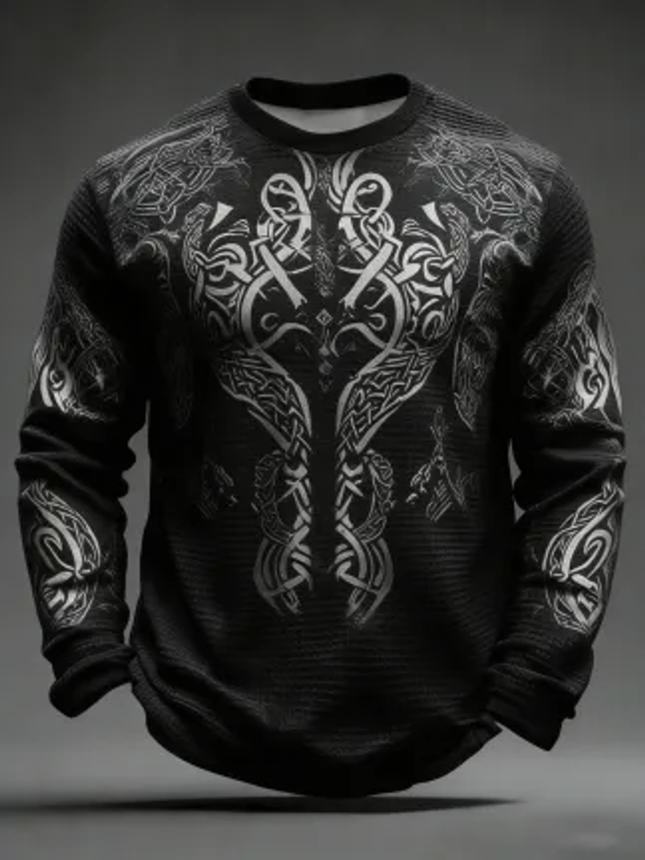 Men's Viking Printed Waffle Long Sleeve Sweatshirt