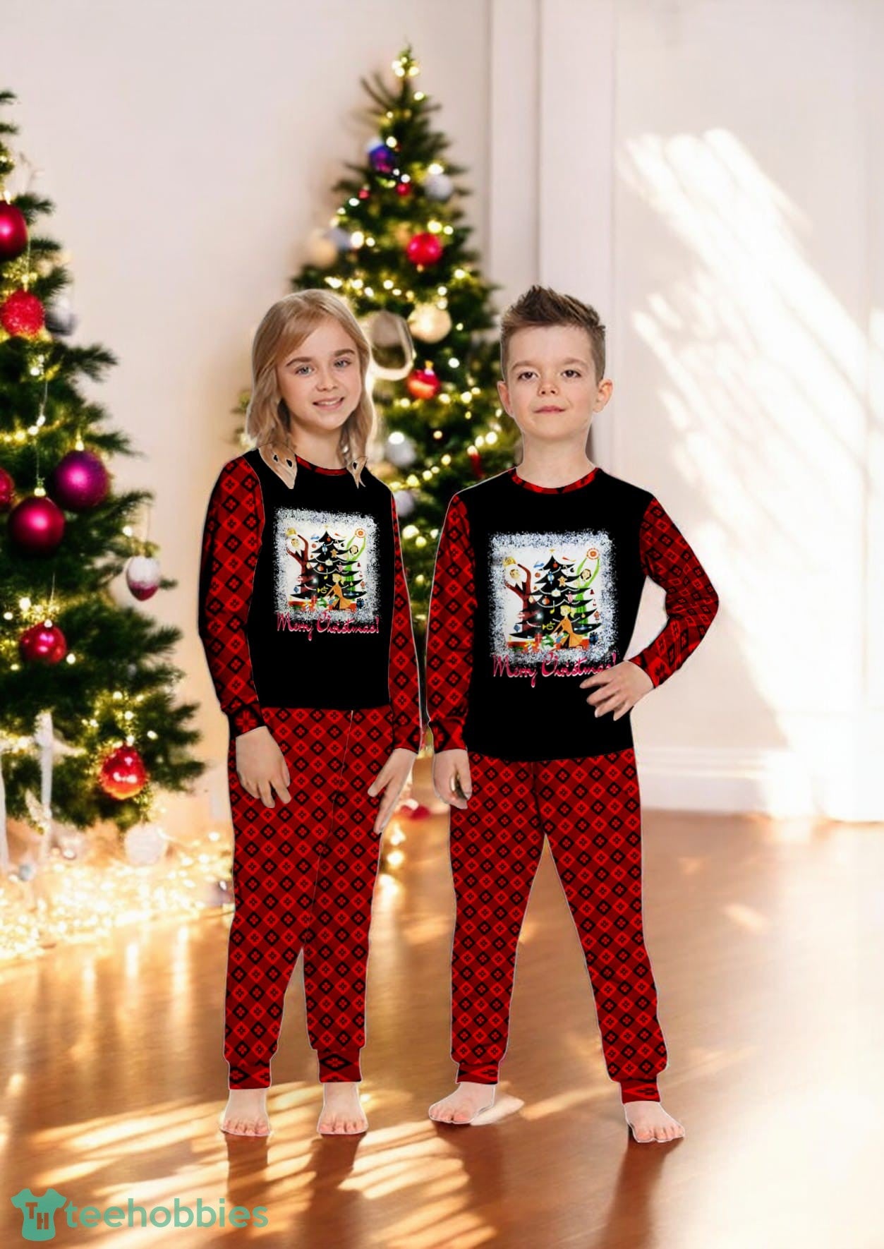 MCM Mid Century Merry Christmas Retro 50’s Vintage Style Family Matching Pajama Set