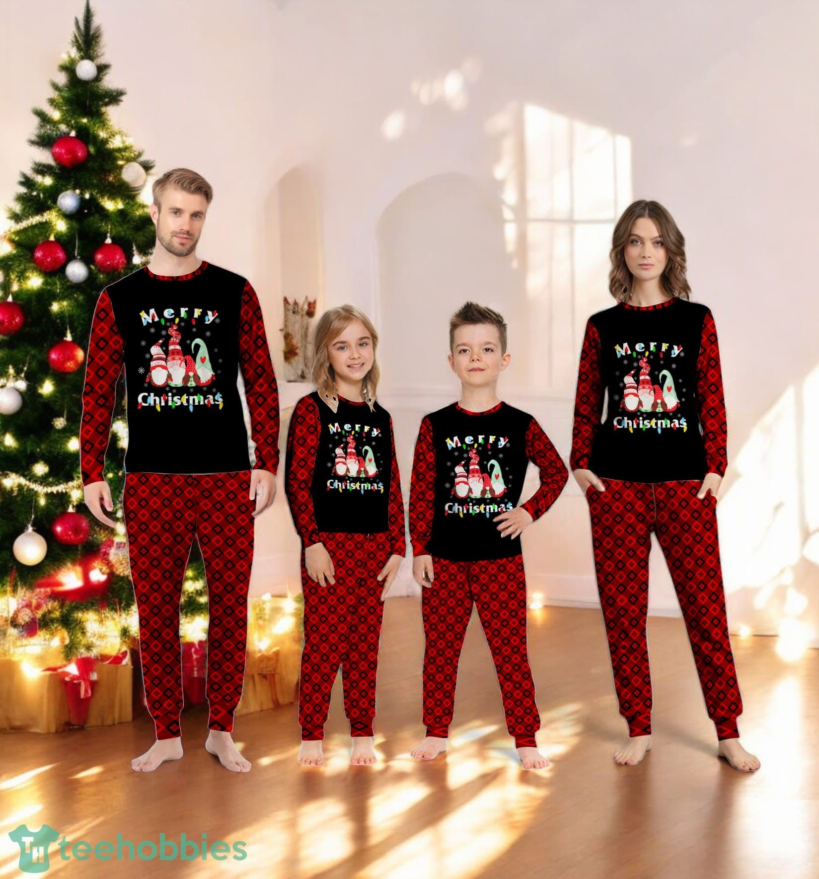 Merry Christmas Light Gnome Pajamas Family Matching Pajama Set