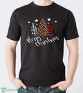Merry Christmas Long Sleeve Shirt-Leopard Christmas Shirt-Buffalo Plaid-Womens Christmas Shirt