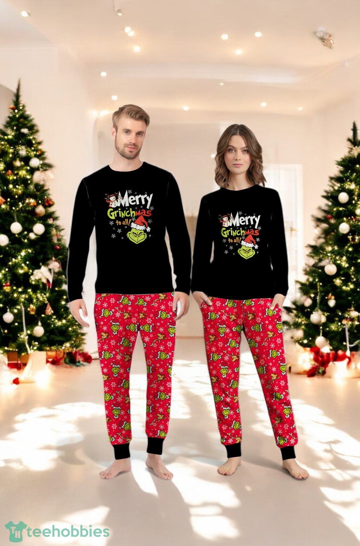 Merry Grinchmas To All The Grinch Couple Family Matching Pajamas Set