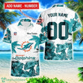 Miami Dolphins Hibiscus Flower Hawaii Shirt and Shorts Summer Beach Shirt Custom Name And Number