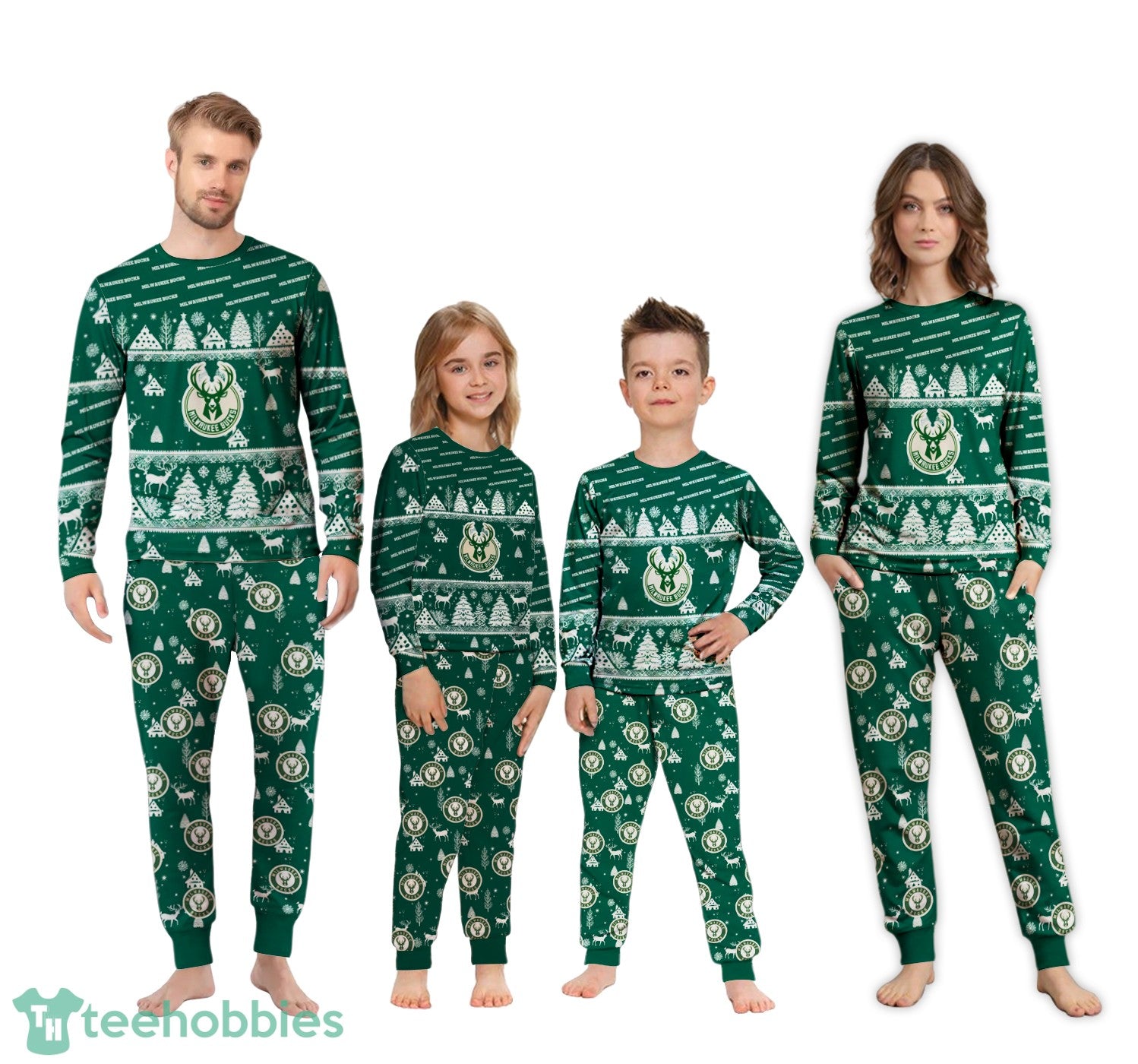 Milwaukee Bucks Christmas Pattern Family Matching Pajamas Sets Best Gift For Christmas