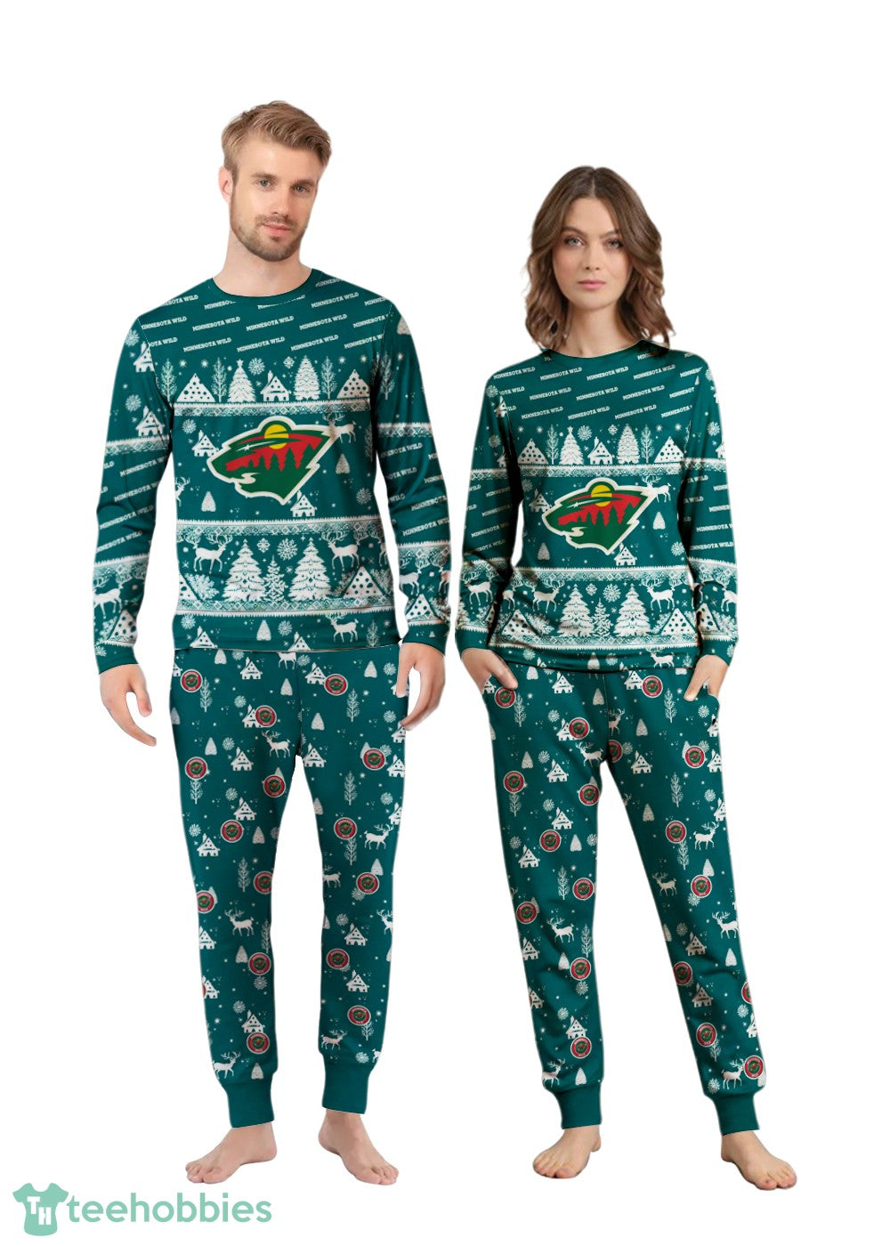 Minnesota Wild Christmas Pattern Family Matching Pajamas Sets Best Gift For Christmas