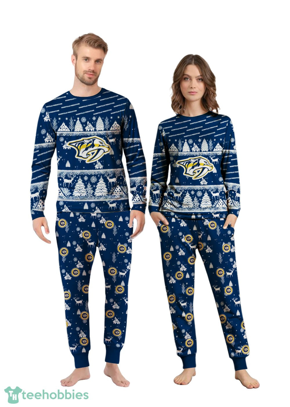 Nashville Predators Christmas Pattern Family Matching Pajamas Sets Best Gift For Christmas