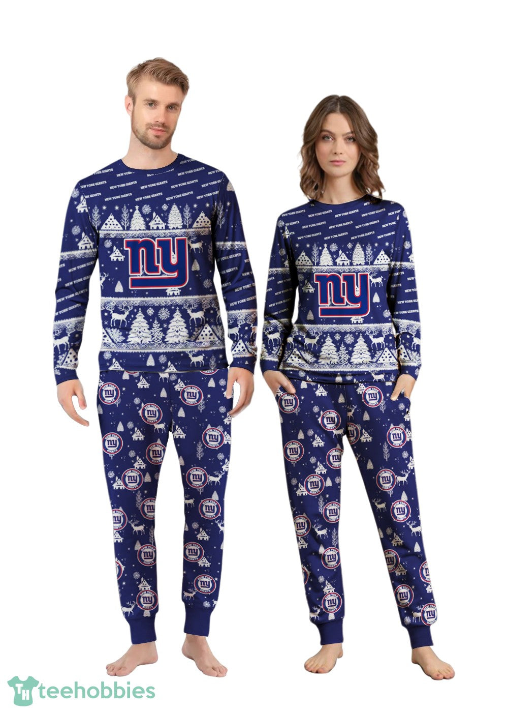 New York Giants Christmas Pattern Family Matching Pajamas Sets Best Gift For Christmas