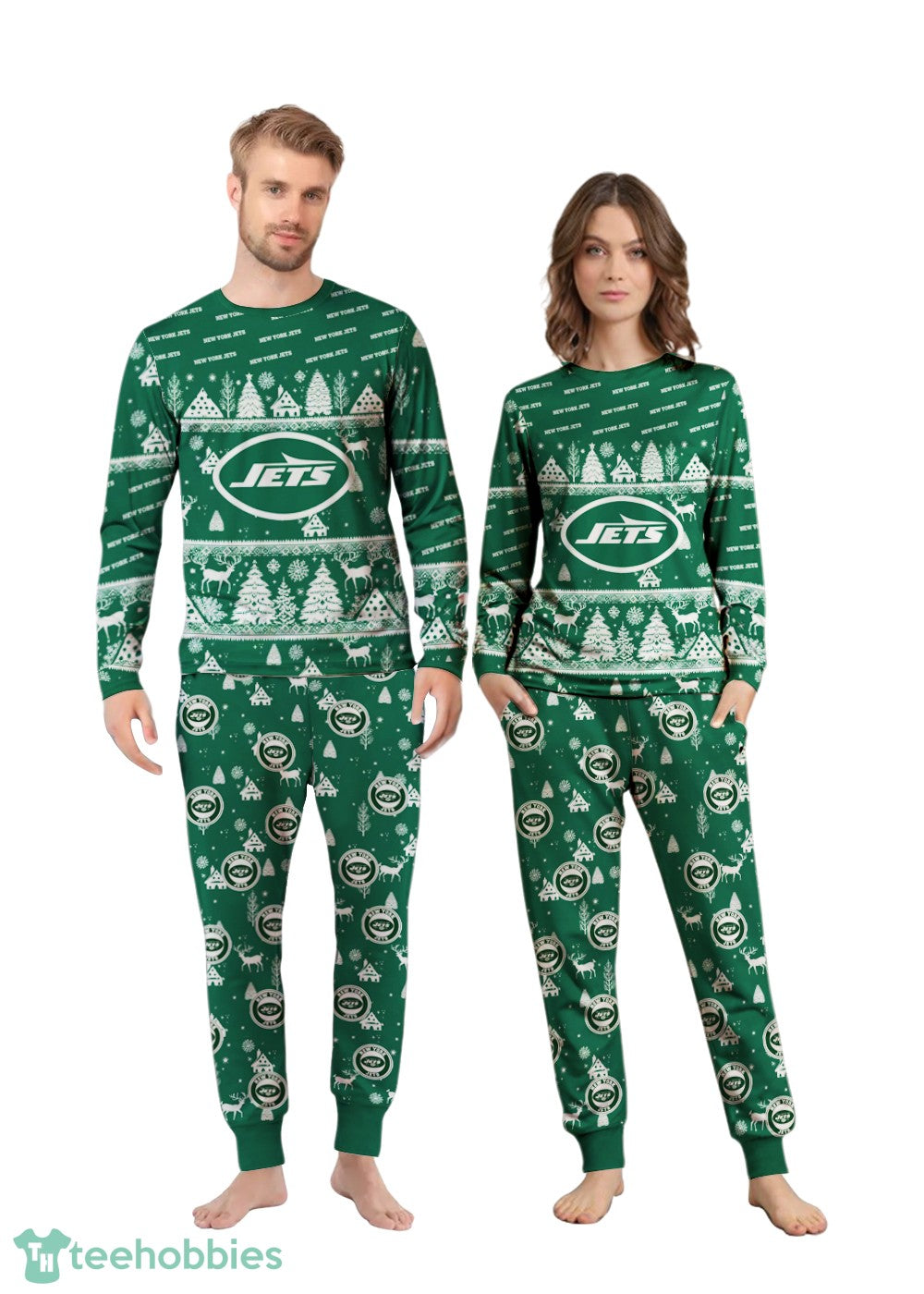 New York Jets Christmas Pattern Family Matching Pajamas Sets Best Gift For Christmas