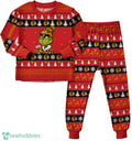 NHL Grinch Chicago Blackhawks Custom Name Christmas Knitting Pattern Matching Family Pajamas Set