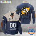 Nashviille Predators Hockey Team Corduroy Stand Collar Sweatshirt with Custom Name and Number