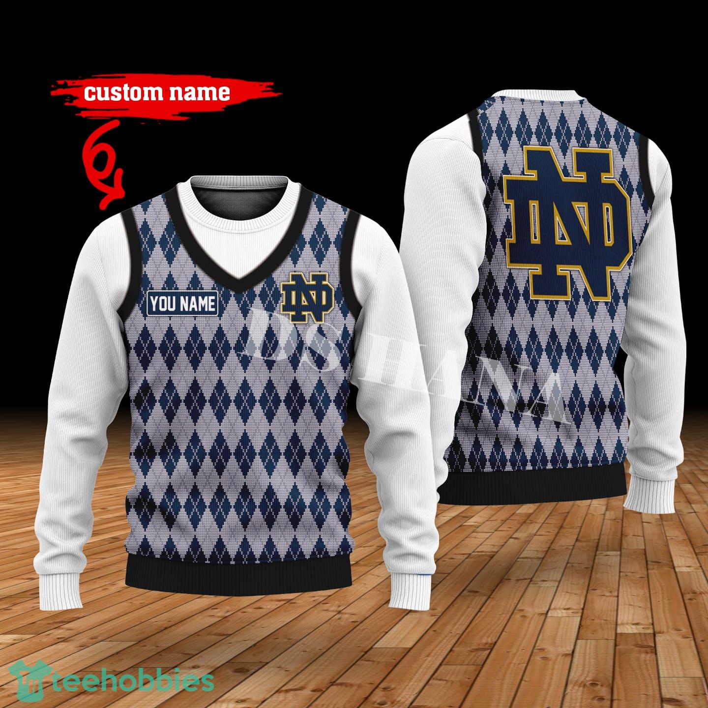 Notre Dame Fighting Irish Custom Name New Style Sweater Ghile Style 3D Print Christmas Sweater