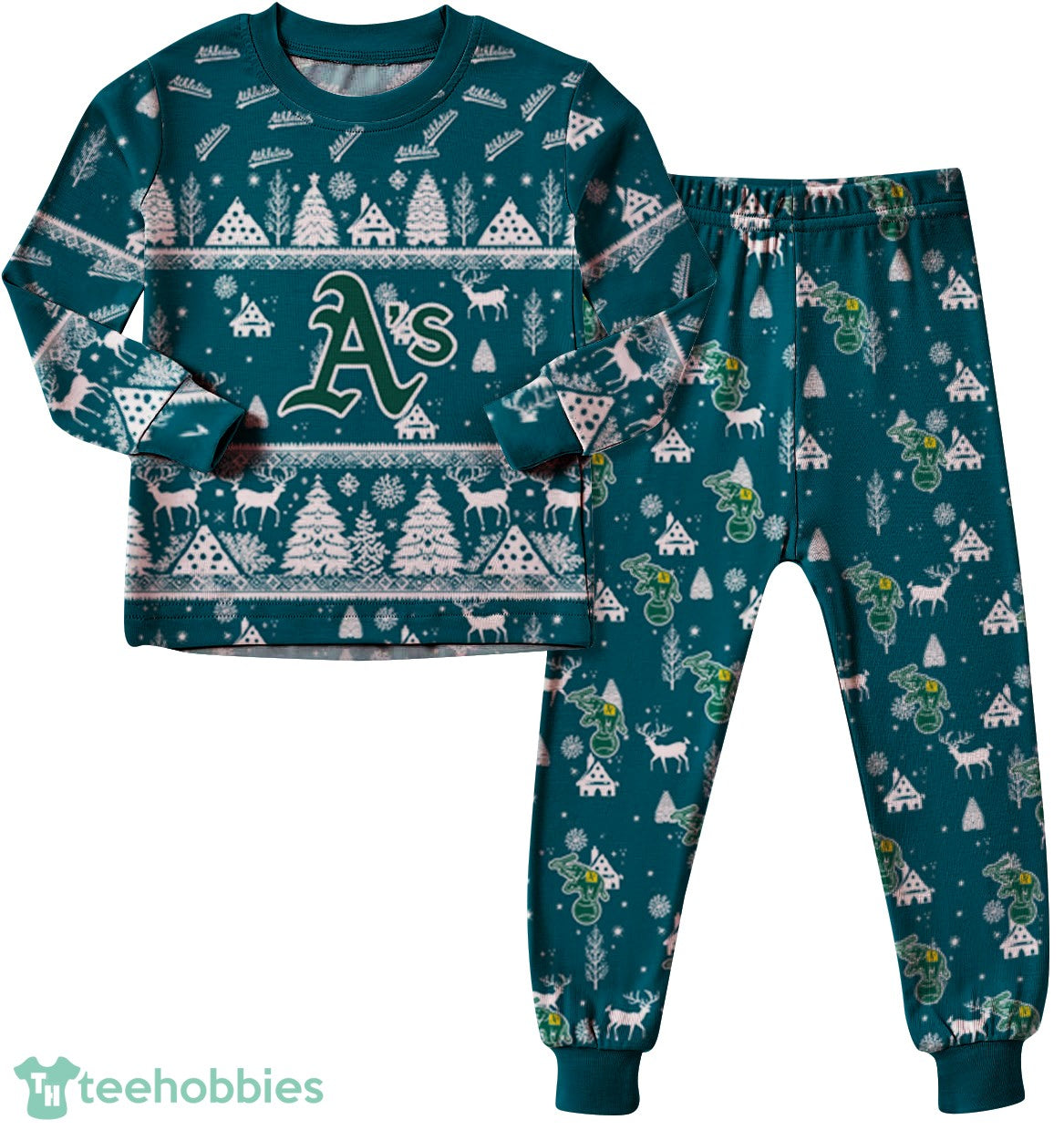 Oakland Athletics MLB Christmas Pattern Family Matching Pajamas Sets Best Gift For Christmas