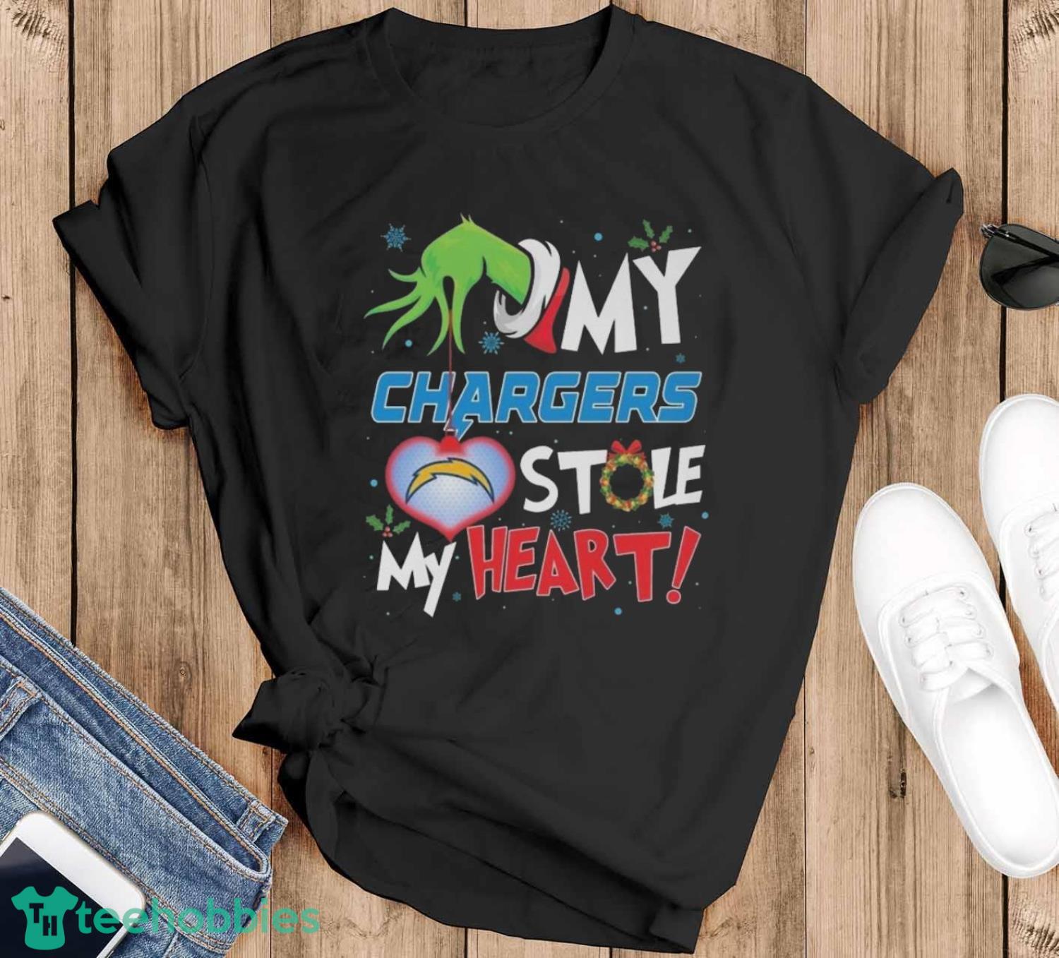 Grinch Hand My Los Angeles Chargers Stole My Heart Football 2024 Shirt