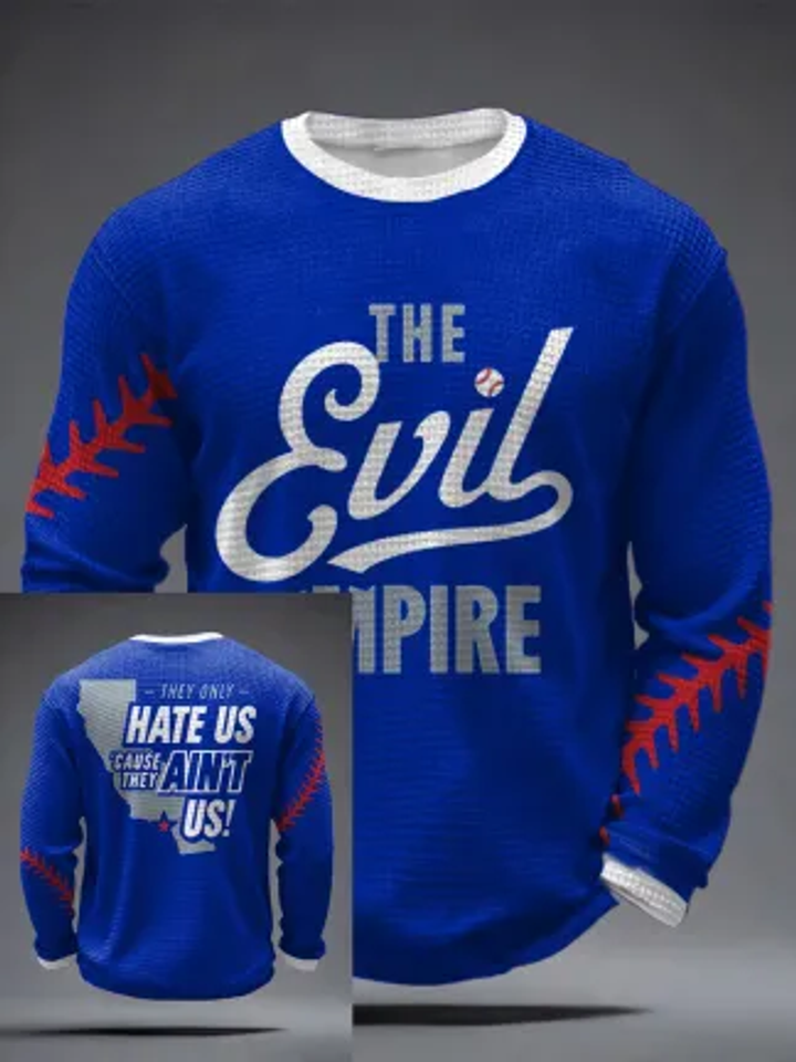 Men's Baseball Villains Print Waffle Sweatshirt