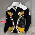 Pittsburgh Steeler football Half Button Stand Collar Sưeatshirt
