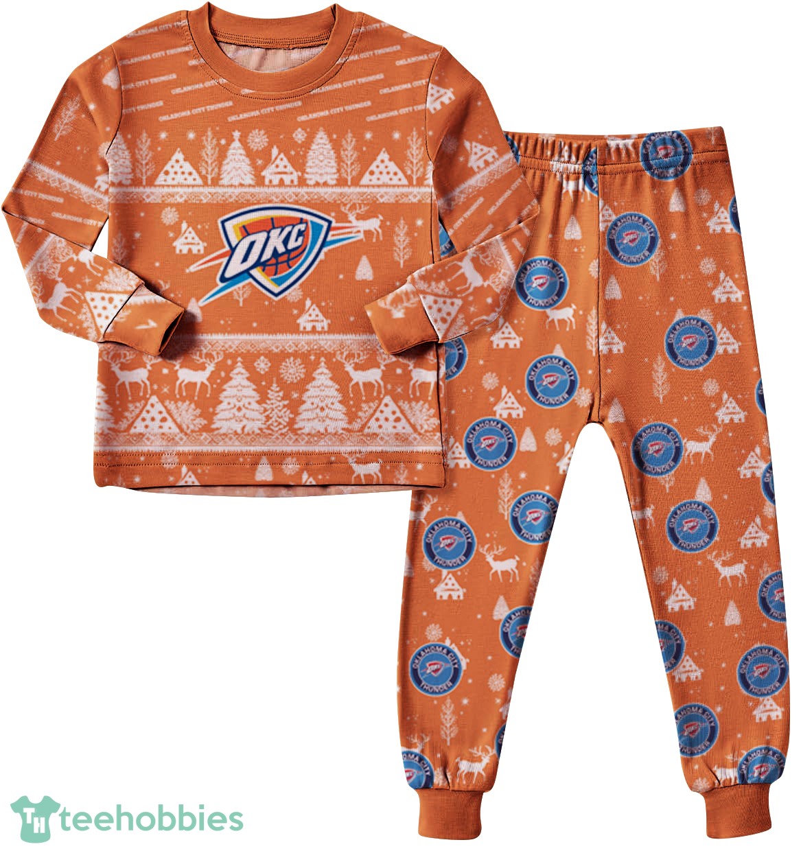 Oklahoma City Thunder Christmas Pattern Family Matching Pajamas Sets Best Gift For Christmas