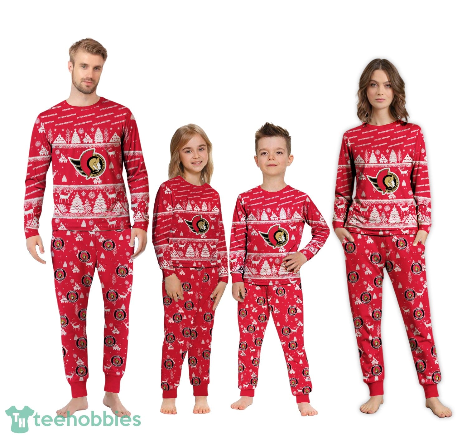 Ottawa Senators Christmas Pattern Family Matching Pajamas Sets Best Gift For Christmas