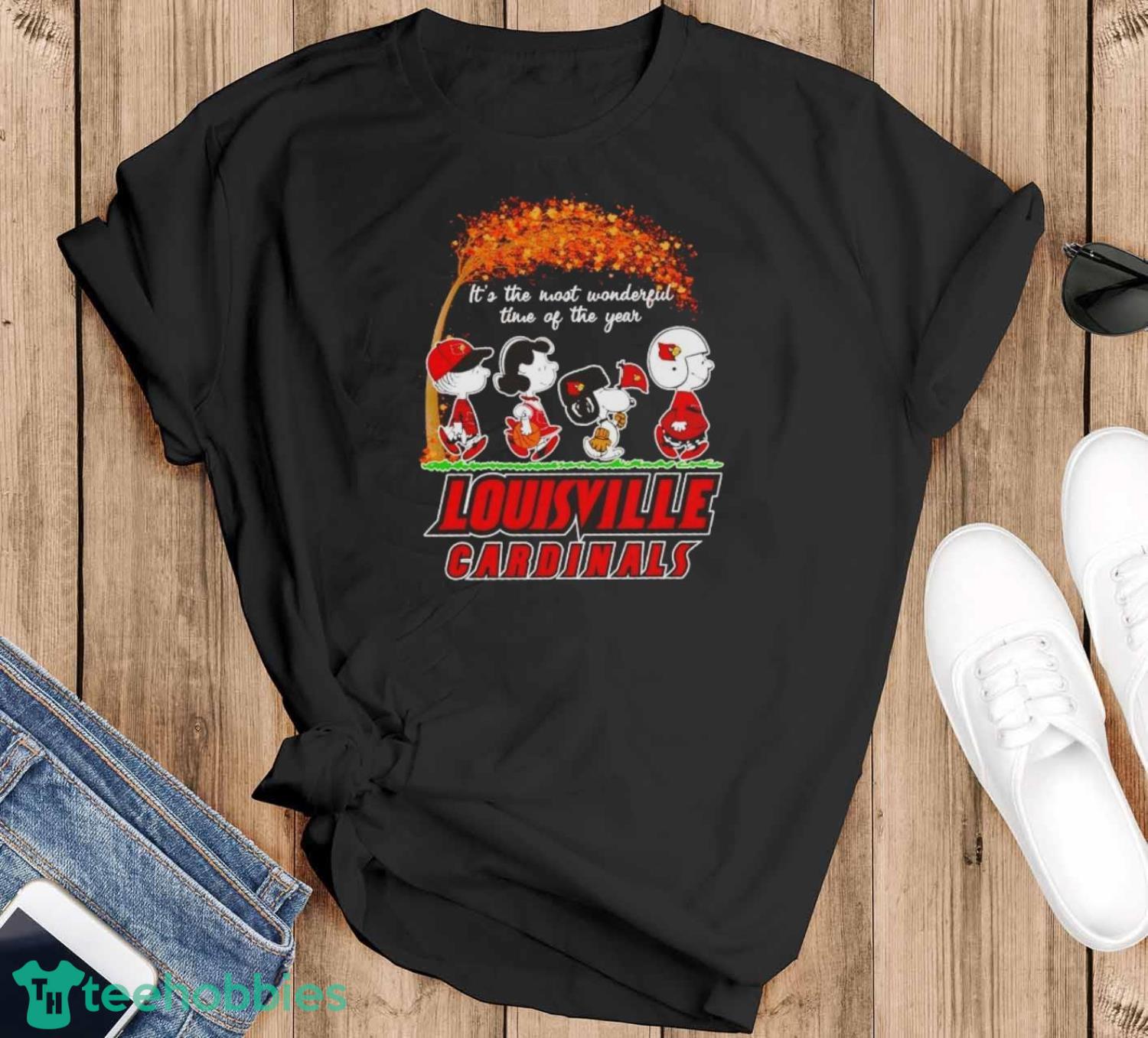 Peanuts characters Louisville Cardinals autumn it’s the most wonderful time of the year shirt