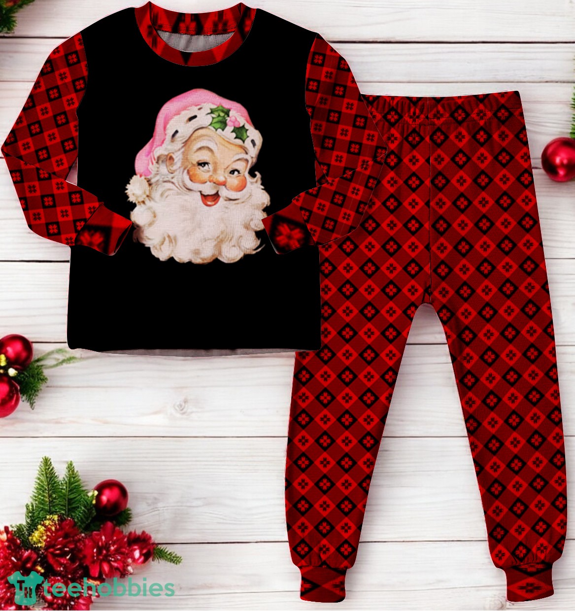 Pink Santa Claus Christmas Family Matching Pajama Set