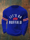 Let's Go Buffalo Men's Casual Waffle Sweatshirt, Football Fan Apparel