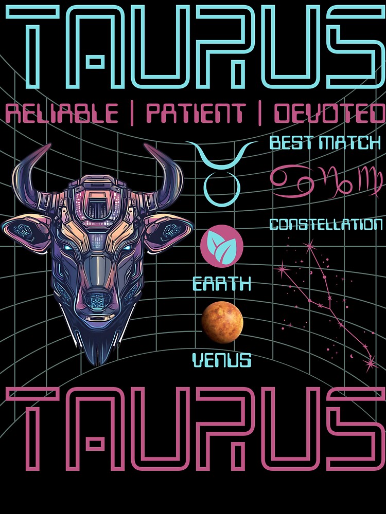 Taurus Cyberpunk Zodiac Print | Futuristic Astrology Aesthetic by TuncGK