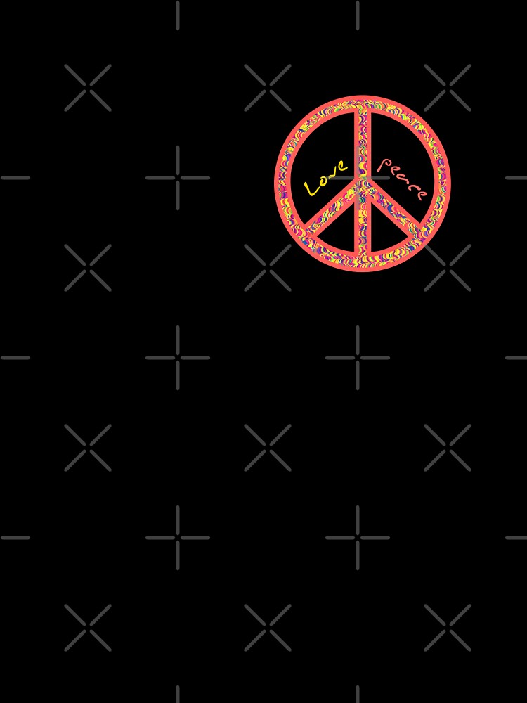 Peace and Love Hippie Sign - Colorful Groovy Psychedelic Art by K Design Store