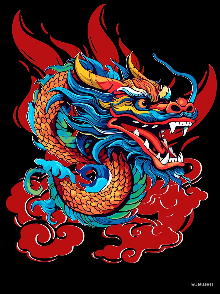 Dragon In Red Smoking Flames by suewen