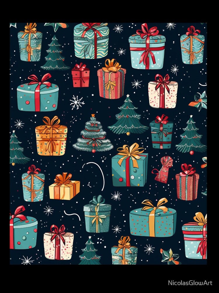 Christmas Pattern Gifts And Trees by NicolasGlowArt