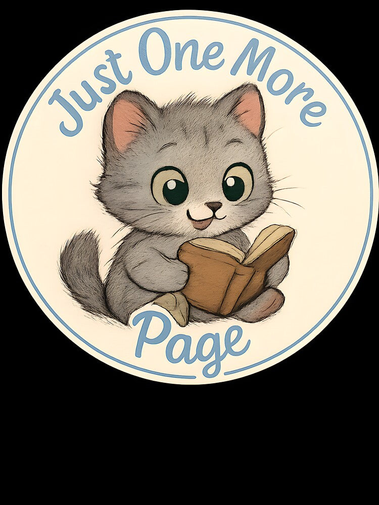 Cute Reading Cat – “Just One More Page” Book Lover Gift by Cat-astrophes