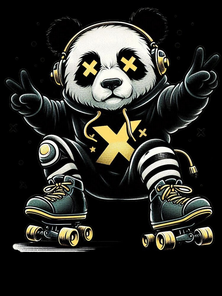 Cool Panda with Headphones and Hoodie by .LessuX.