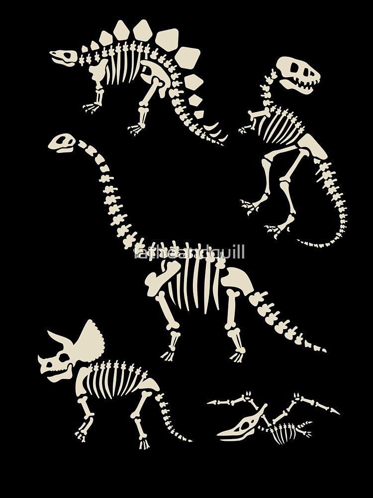 Dinosaur Fossils in Black by latheandquill