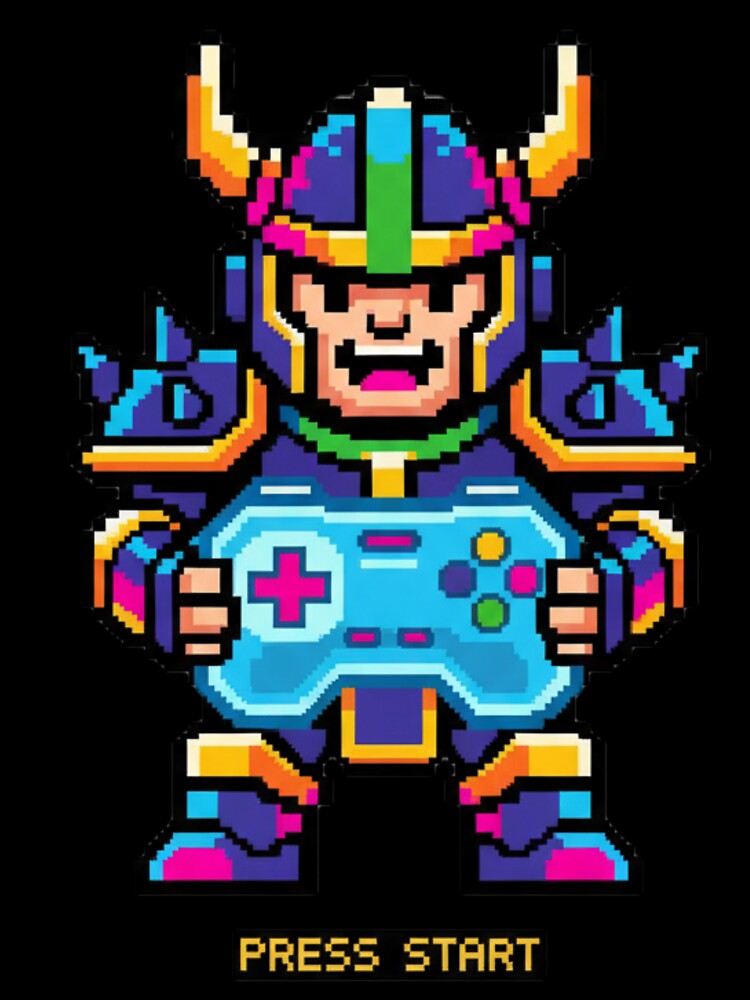 Retro Pixel Gamer Warrior – Press Start Arcade Hero by ChaosNest