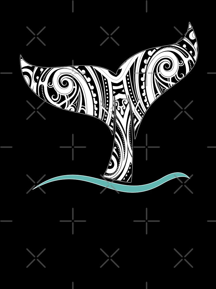 Whale Tail: Polynesian Black and White Tatau Inspired pattern by aokshirts